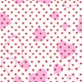 Seamless festive background for Valentine`s Day or wedding. Pattern with stars and hearts.