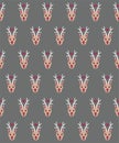 Seamless festive christmas background with christmas reindeer rudolph