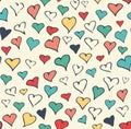 Seamless Festive Love Abstract Pattern with Hand Drawn Hearts on