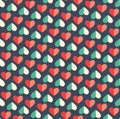 Seamless Festive Love Abstract Pattern with Hearts on Dark Blue