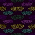 Seamless festive pattern with masks, doodle style.