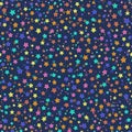 seamless festive pattern with multicolored stars on a dark blue background Royalty Free Stock Photo