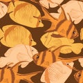 Seamless fishes cartoon pattern.