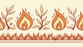Seamless Flame & Branch Rustic Border Design, vector design Generative AI Royalty Free Stock Photo