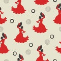 Seamless flamenco dancer pattern. Spanish girl