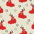 Seamless flamenco dancer pattern.