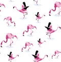 Seamless Flamingo pattern on white background