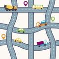 Seamless flat cartoon road pattern