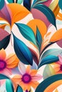 seamless flat pattern with flowers and foliage