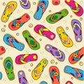 Seamless flip-flops and beach sand pattern