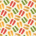 seamless flip flops pattern and background vector illustration Royalty Free Stock Photo