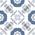 Seamless floral background, blue symbolical