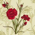 Seamless floral background with carnation