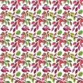 Seamless floral background. Fabric leaves pattern. Textile pattern template.