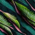 Seamless floral background. Gobelin Fabric with shimmering opalescent green leaves. Dark wallpaper background, AI generative