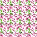 Seamless floral background. Floral pattern with magnolias. Spring pink floral texture. Magnolia branches pattern. Cherry blossom b Royalty Free Stock Photo