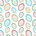 Pattern stylized multicolored strawberry on a white background