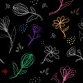 Seamless floral background, symbolical flowers and leaves