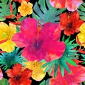 Seamless floral background. Tropical colorful pattern.