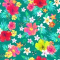 Seamless floral background. Tropical colorful pattern. Isolated