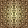 Seamless floral background in vintage style. Luxury pattern black and gold. Vector. Royalty Free Stock Photo