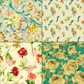 Seamless floral background, Yellow flowers patterns