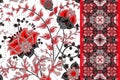 Seamless floral backgrounds and border. Royalty Free Stock Photo