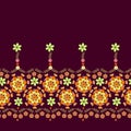 Seamless floral border with fantasy flowers in ethnic style Royalty Free Stock Photo