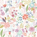 Seamless Floral colorful hand drawn pattern. Royalty Free Stock Photo