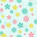 Vector seamless floral doodle pattern with pastel tints Royalty Free Stock Photo
