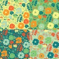 Seamless floral colorful pattern. Set of colorful variations. Royalty Free Stock Photo