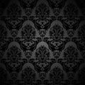 Seamless floral damask black Wallpaper for design