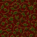 Seamless floral dark red damask pattern background