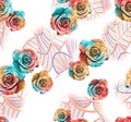 Seamless floral flower all over pattern with negative in