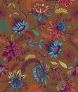 Seamless floral folk pattern