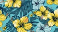 seamless floral hibiscus background .Hawaiian shirt fabric pattern .