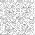 Seamless floral monochrome pattern