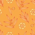 Seamless floral nature pattern with leaves can be used for textile printing, wallpaper, beige background