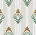 Seamless floral ornament in art Deco style. Ornithogalum umbellatum, the garden star-of-Bethlehem, grass lily, nap-at-noon, or