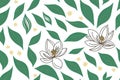 Seamless floral ornament with magnolias background. Seamless flat painting. Beautiful tribal generative ai art background Royalty Free Stock Photo