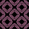 Seamless floral ornamental pink Pattern on black
