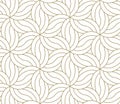 Seamless floral pattern with abstract geometric flower line texture, gold on white background. Light modern simple