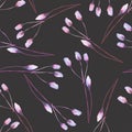 Seamless floral pattern with the abstract watercolor purple branches Royalty Free Stock Photo