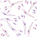 Seamless floral pattern with the abstract watercolor purple branches Royalty Free Stock Photo