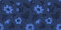 Seamless floral pattern adonis line graphic spring summer cute romantic contour