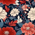Seamless Floral Pattern in Asian Japanese Style