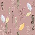 Seamless floral pattern. Autumn herbs illustration. Royalty Free Stock Photo