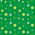 Seamless floral pattern background, Vector bee and flower in green tone, Hand drawn decorative element, Seamless backgrounds and Royalty Free Stock Photo