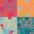 Seamless floral pattern background vector. Set of colorful variations. Royalty Free Stock Photo