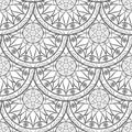 Seamless floral pattern. Black and white. Coloring book page. Royalty Free Stock Photo